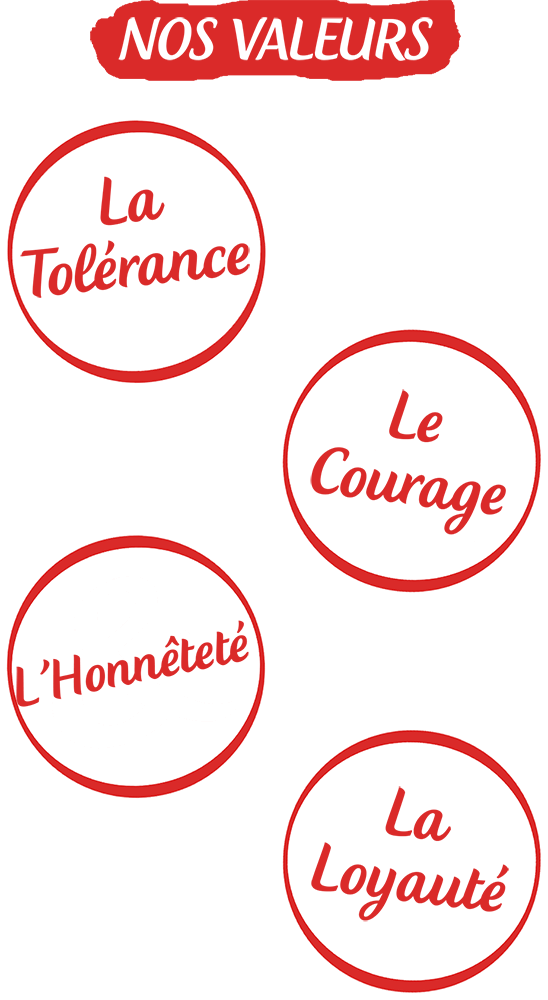 Tolérance - Courage - Honnêteté - Loyauté
