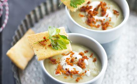 Velouté d'artichaut crème et chorizo