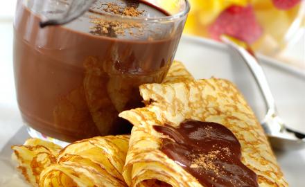 Gourmet crepes with chocolate and fruit