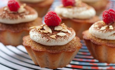 Vanilla financiers with whipped cream