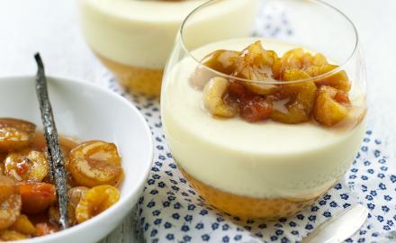 Panna Cotta et compotée de mirabelles sur gelée de citron