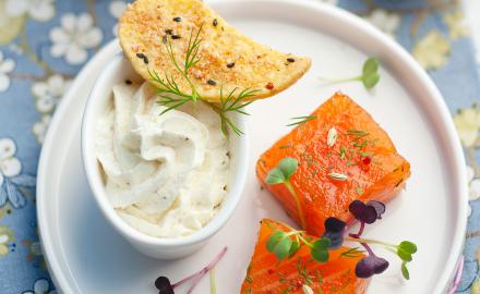 Saumon Gravlax et fleur de pommes de terre