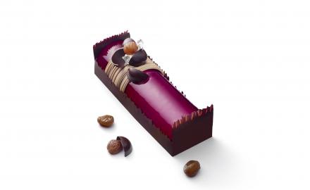 Chestnut and blackcurrant Yule log