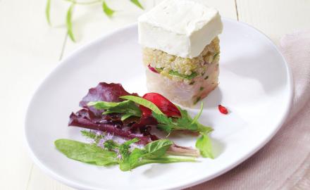 Tartare de bar et quinoa aux épices douces et Carré Frais