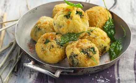 Boulettes pomme de terre épinard et crème parmesan