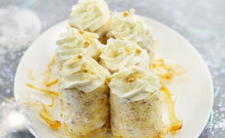 Bûche chocolat blanc et noisette