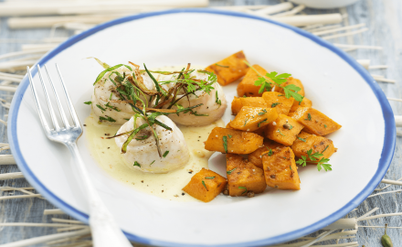 Filet de limande sole, patates douces et crème cardamome