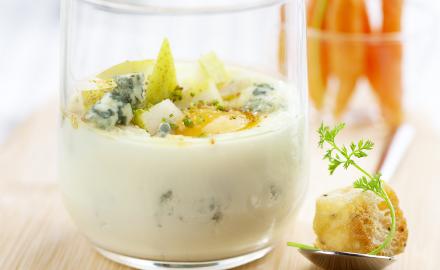 Oeuf cocotte poire et bleu