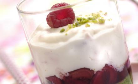 Tiramisu pistache et sa mousse de fruits