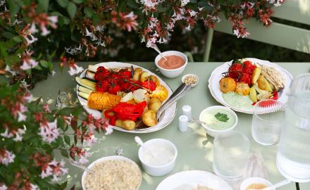 Légumes rôtis et leurs dips