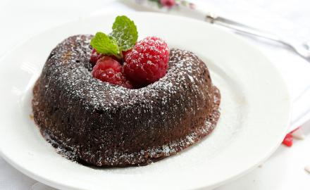 Fondants au chocolat, coeur coulant framboise