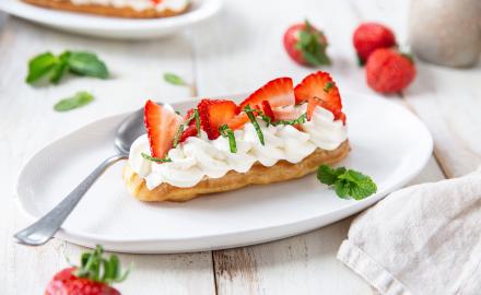 Éclairs chantilly fraises