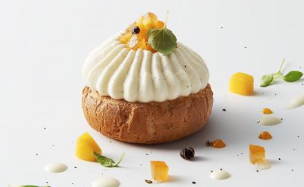 Mango and grapefruit chou bun