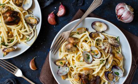 Linguine aux palourdes, marinière crémée