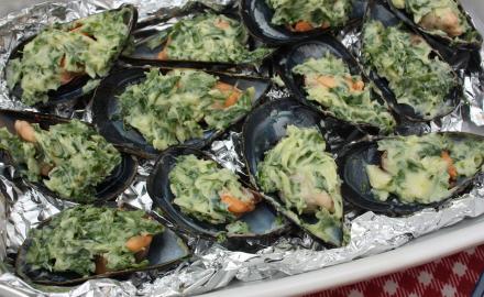 Moules farcies au beurre de pesto