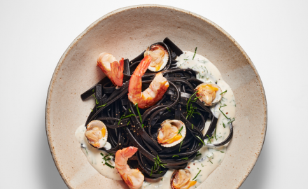 Tagliatelles aux coques et crevettes