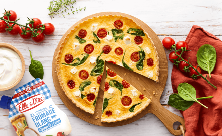 Quiche Tomates, épinards et fêta au fromage blanc