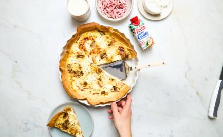 QUICHE CHEVRE FRAIS CHAMPIGNONS ET JAMBON