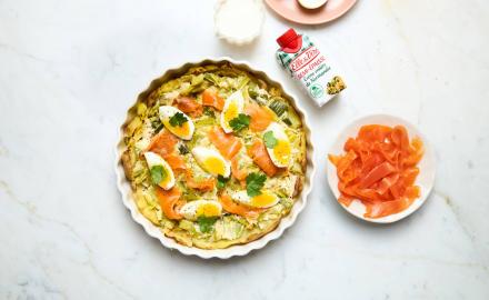 TARTE AUX POMMES DE TERRE SAUMON FUME ET POIREAUX