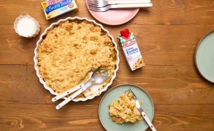 CRUMBLE FONDUE DE POIREAUX ET SAUMON