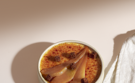 Crème Brûlée pan di zenzero e pere