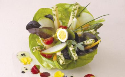 Lettuce heart salad with emmental sticks