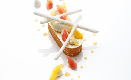 Recipe: Vanilla cream cheese espuma and cream cheese and buddha's hand citron sorbet fresh citrus flavours