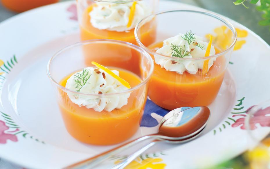 Gaspacho carottes, clémentines et chantilly de Dorade à l ...
